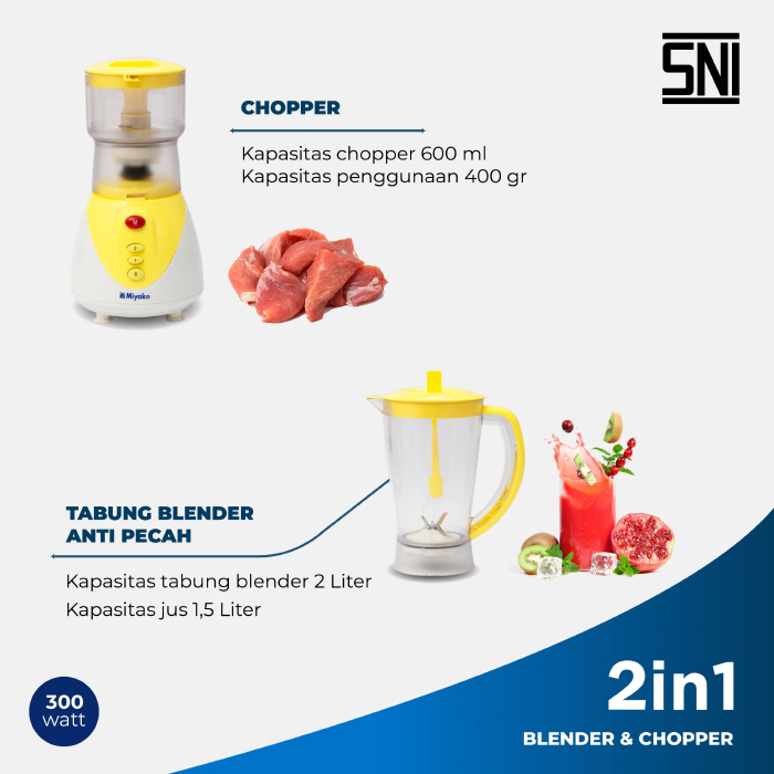 Miyako Blender Chopper 1.5 Liter - CH511PLY | CH-511 PLY
